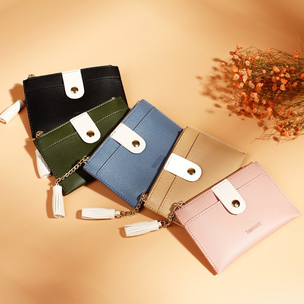 womens card case with zip coin poket multi colors